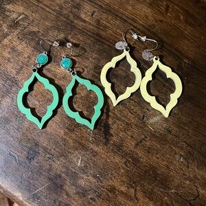 Green and Yellow Statement Weightless Wooden Hand Painted Earrings